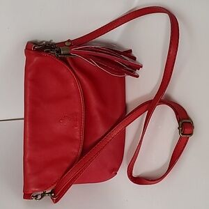 Vera Pelle Red Leather Crossbody